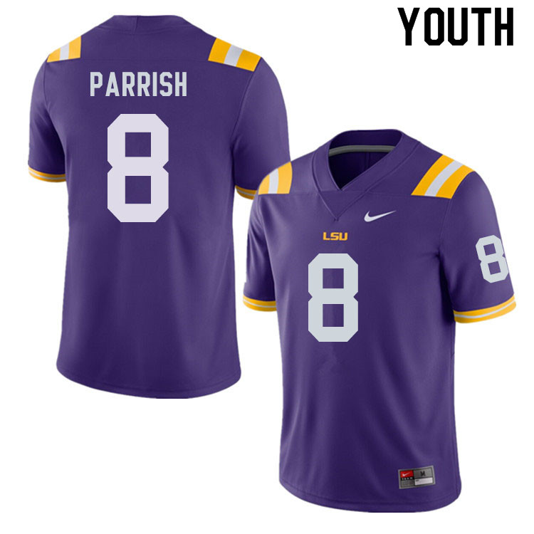 Youth #8 Peter Parrish LSU Tigers College Football Jerseys Sale-Purple